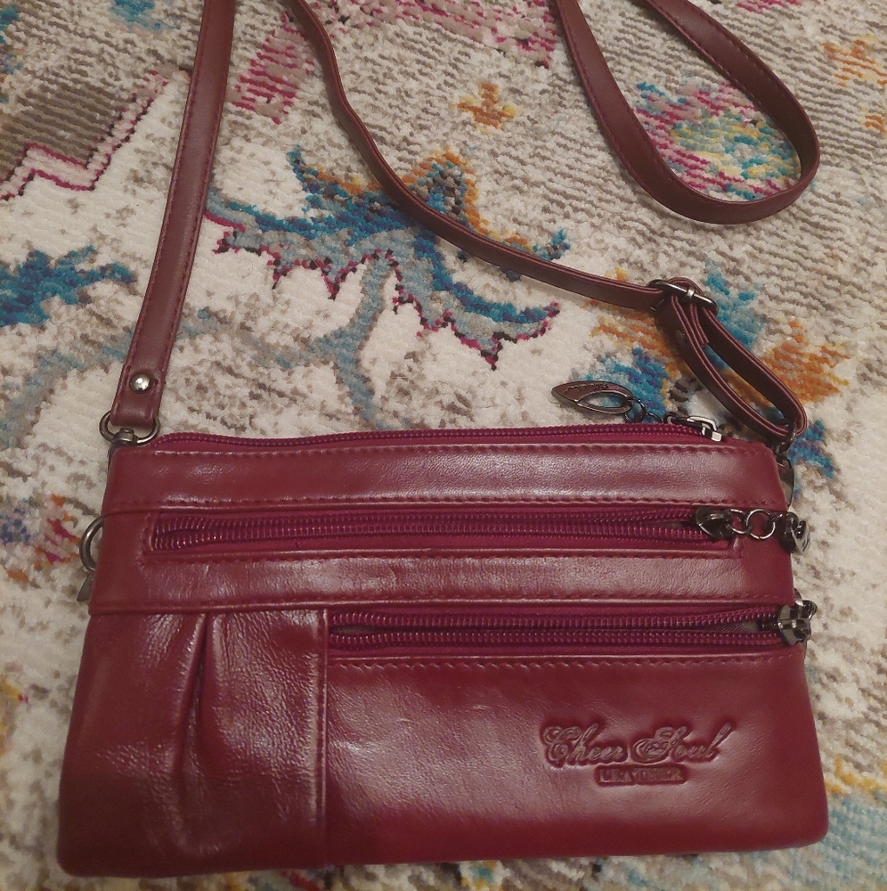 Cheer Soul Burgundy Leather Crossbody